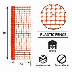 Garden Zone Orange Plastic Snow Fence -Fencing sale 7397348 new 3